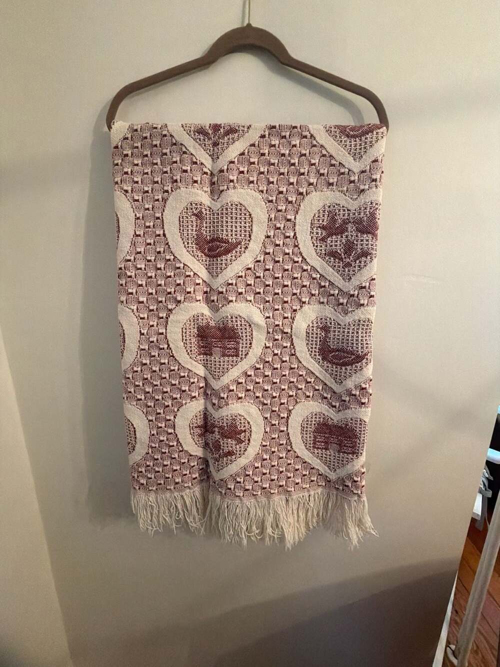 Chatham Cotton Classics Cotton Jacquard Dutch Country Throw Hearts Red